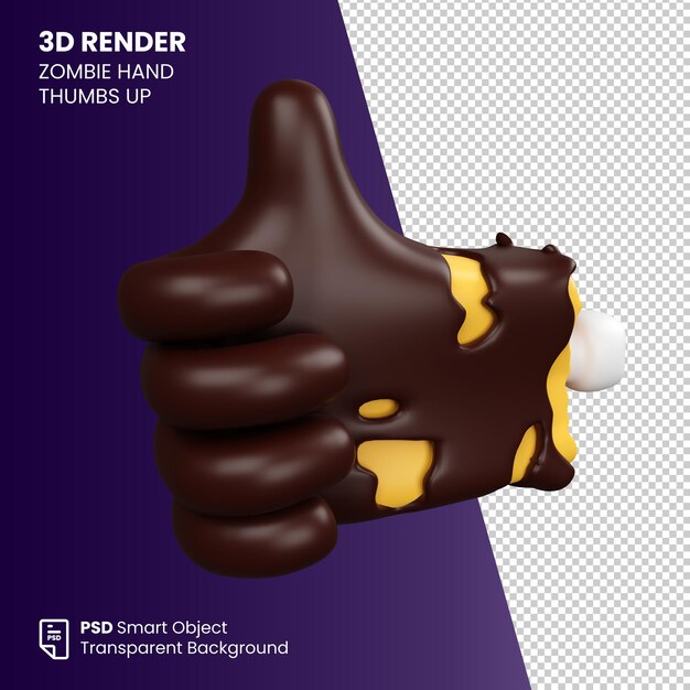 Halloween zombie hand duimen omhoog 3d render illustratie