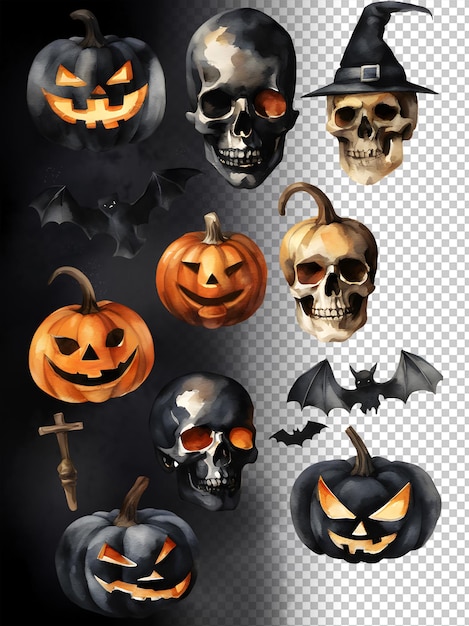 PSD halloween zwarte silhouet aquarel