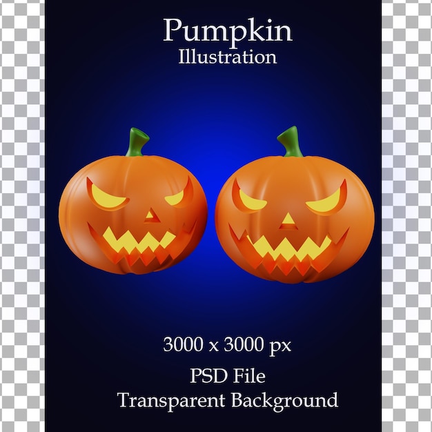 PSD halloweenowa ilustracja dyni renderowania 3d