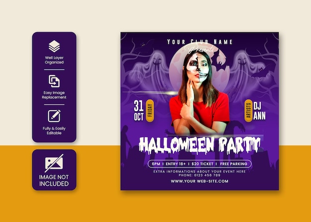 Halloweenowa Noc Horroru Na Imprezę W Mediach Społecznościowych Lub Szablon Postu Na Instagramie