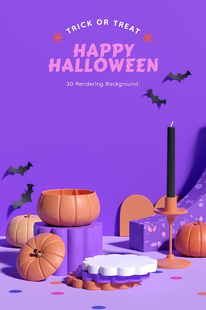 Halloweenowa Pionowa Prezentacja Produktu W Tle Renderowanie 3d
