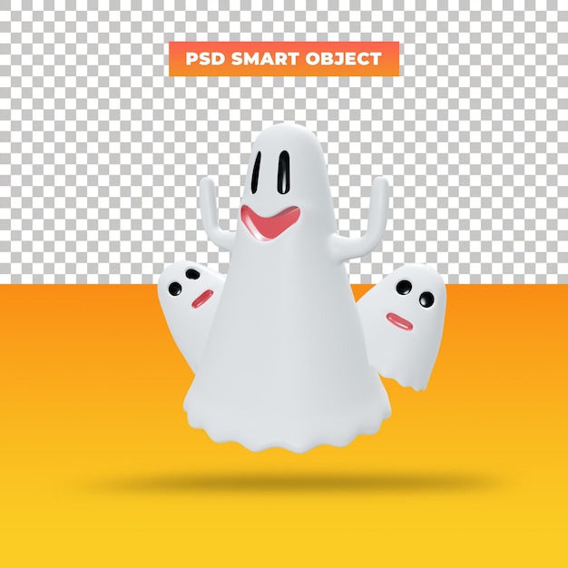 PSD halloweenowy duch buźki, ilustracja 3d