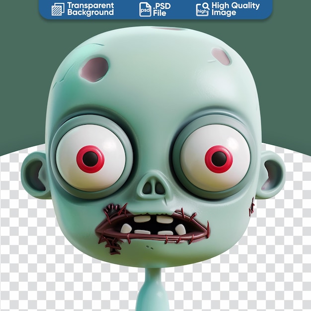 Идеальный страшный персонаж хэллоуин простая 3d-рендер мультфильма голова зомби