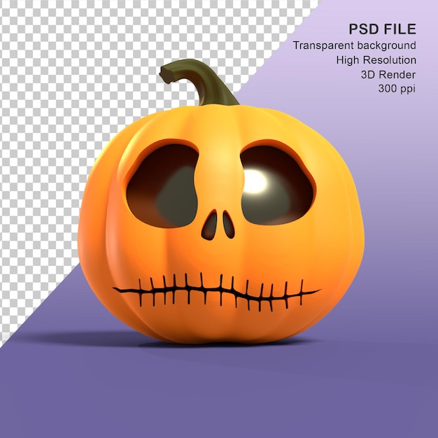 Rendering 3d della zucca di hallowen vista frontale bocca cucita