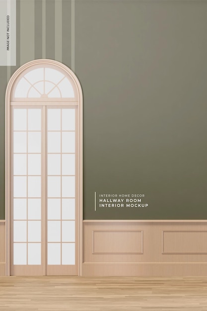 Hallway Room Interior Mockup, Front View