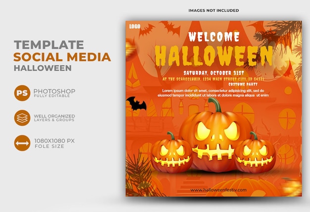 Haloween sociale media postsjabloon ontwerp