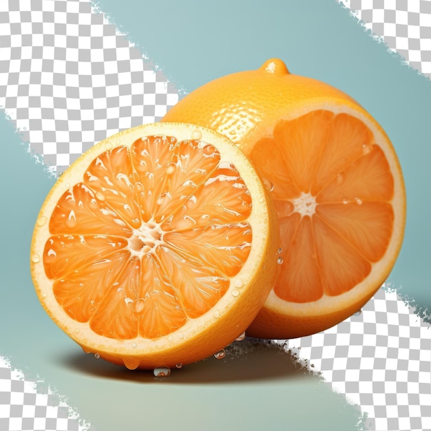 A halved fresh orange against a transparent background