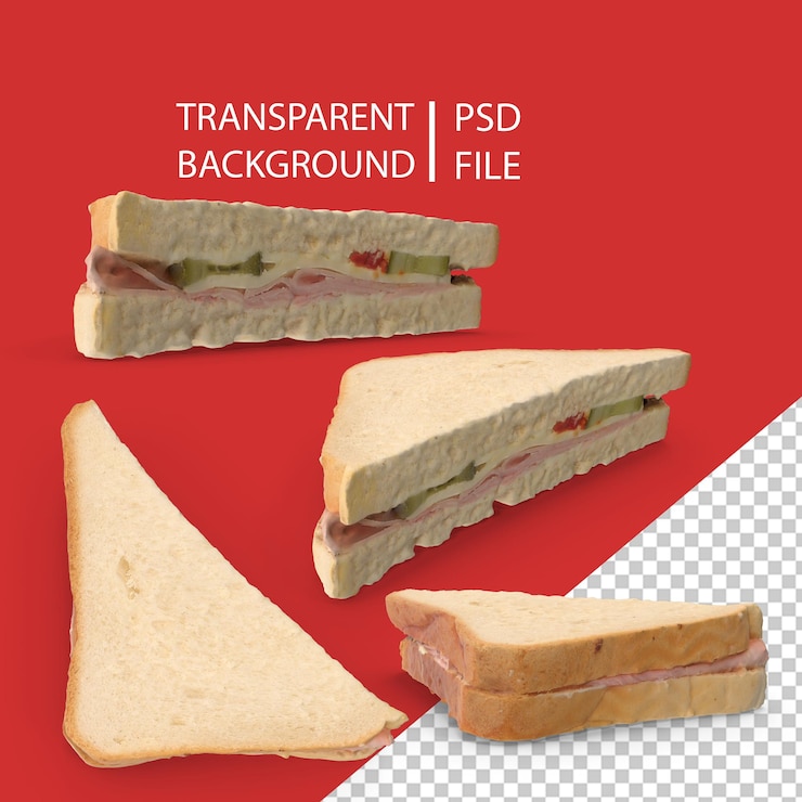 PSD ham and cheese sandwich png