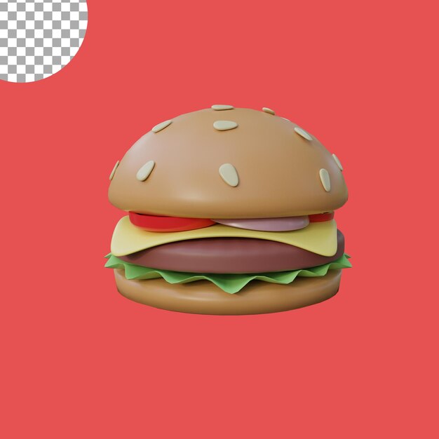 PSD illustrazione dell'icona 3d dell'hamburger