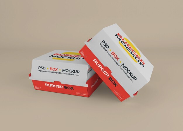 Hamburger box verpakking mockup ontwerp geïsoleerd