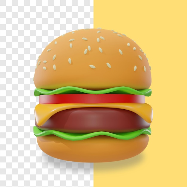 PSD hamburger fast food 3d alfa tło