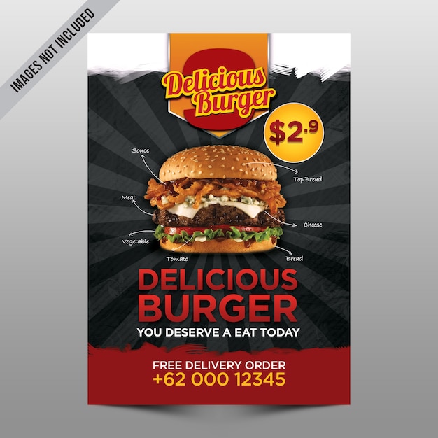 PSD hamburger flyer mockup