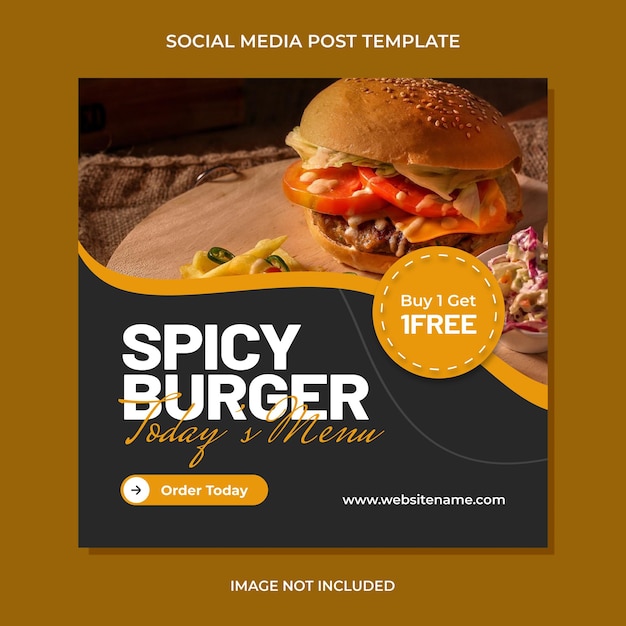 Hamburger heerlijk fastfood social media instagram postsjabloon