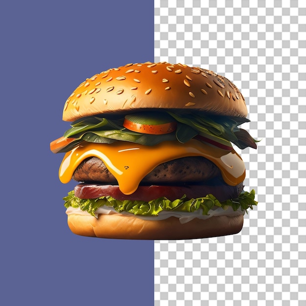 Hamburger illustration, a hamburger with cheese, tomato, cheese and tomato on it, burger png clipart