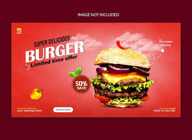 Hamburger social media post sjabloonontwerp voor spandoek.