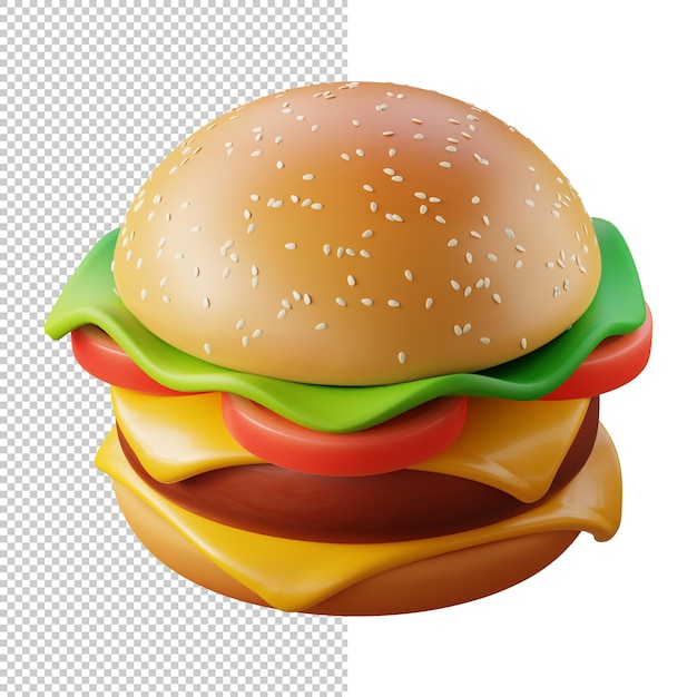 흰색 배경 3d 렌더링에 햄버거 Trandy 그림
