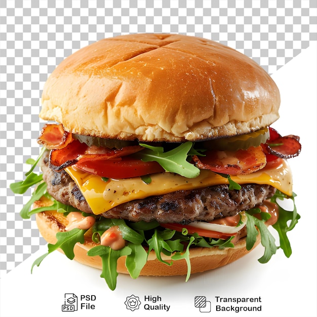 A hamburger with cheese isolated on transparent background