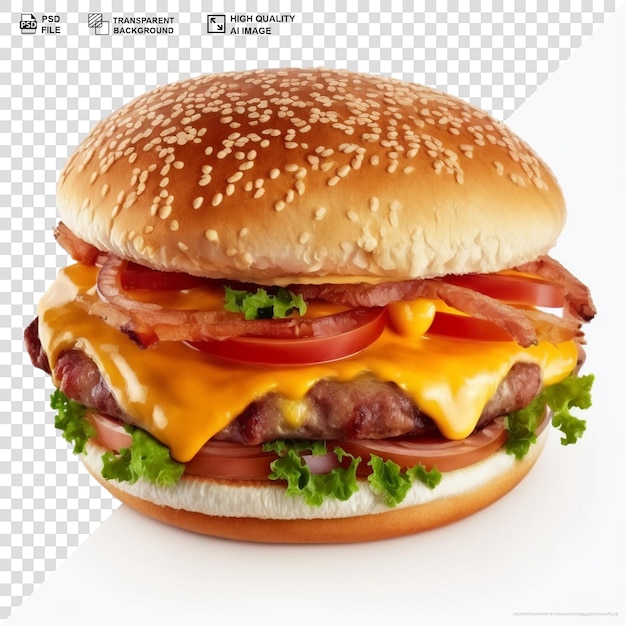 A hamburger with a slice of cheese and lettuce on it