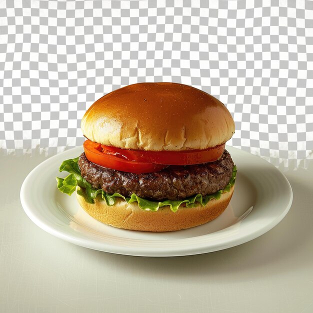 PSD a hamburger with a tomato on the top of it