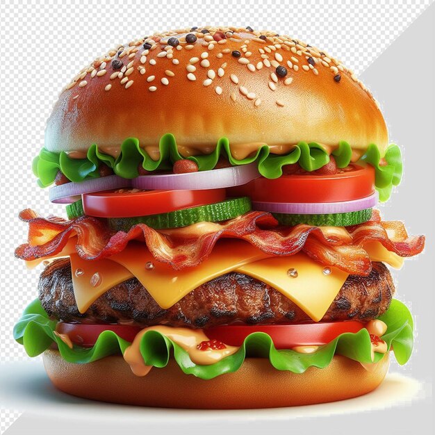 PSD hamburger z hamburgerem na nim, który ma hamburger na nim