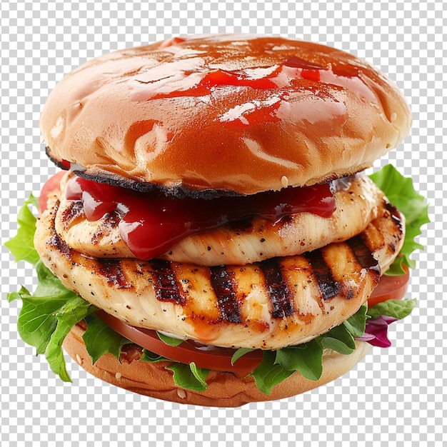 PSD hamburger z ketchupem i musztardą izolowany na przezroczystym tle