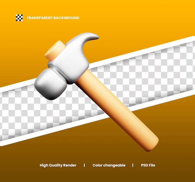 PSD hammer 3d illustration or labour day 3d icon