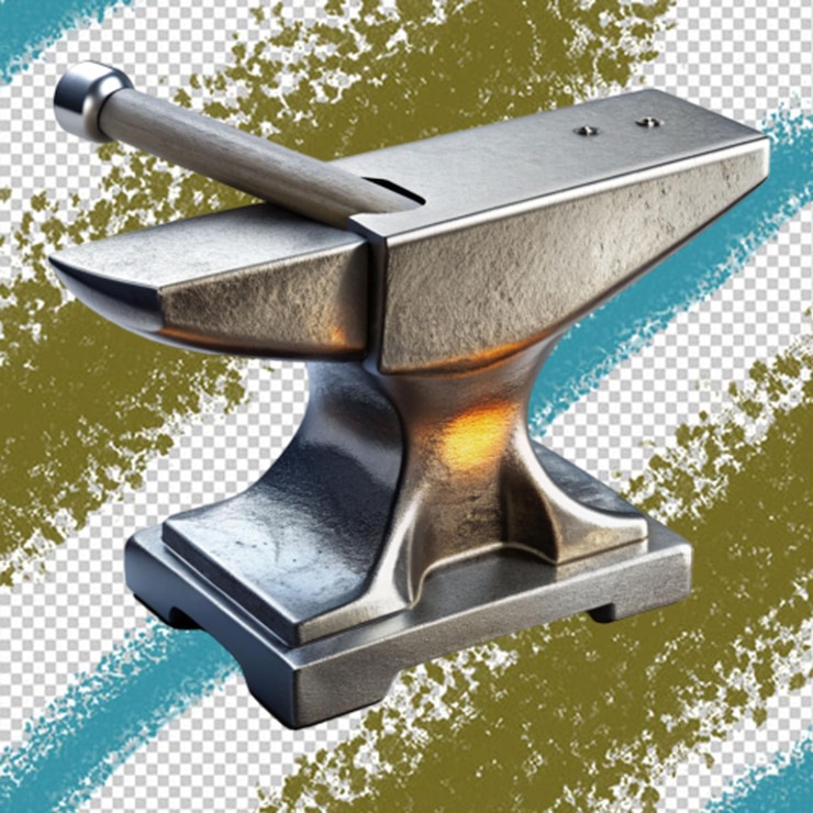 PSD hammer and anvil on transparent background