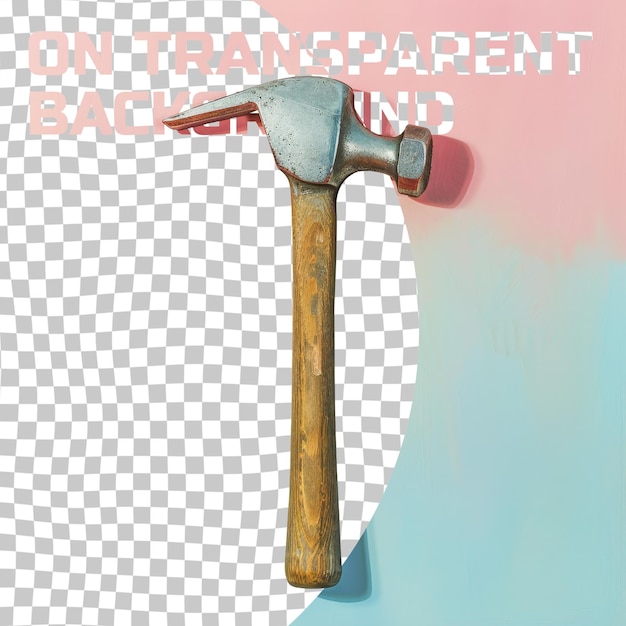 PSD a hammer is standing on a piece of wood with the words  on it