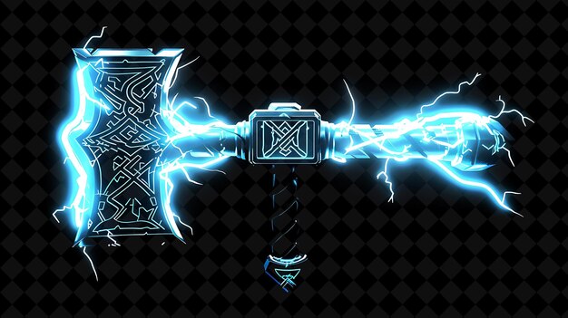 PSD hammer pixel item z thor design i lightning bolts i n y2k shape neon color art collections