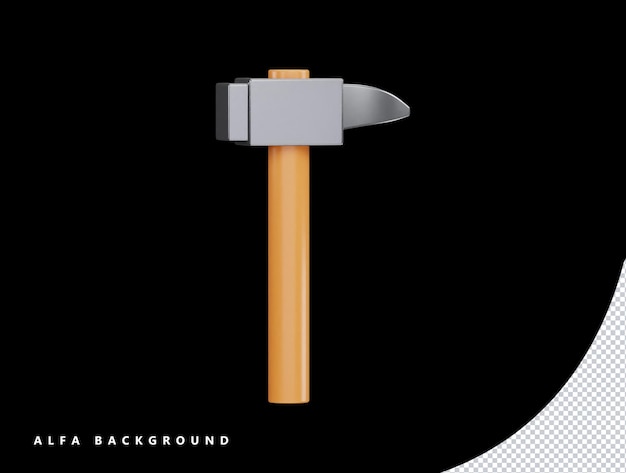 PSD martello con illustrazione dell'icona del vettore di rendering 3d