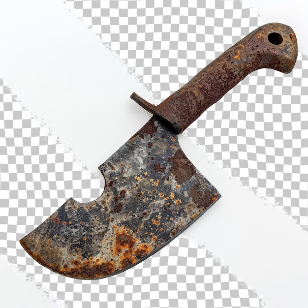 PSD a hammer with a rusted handle sits on a white surface