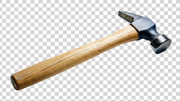 PSD hammer with wooden handle isolated on transparent background