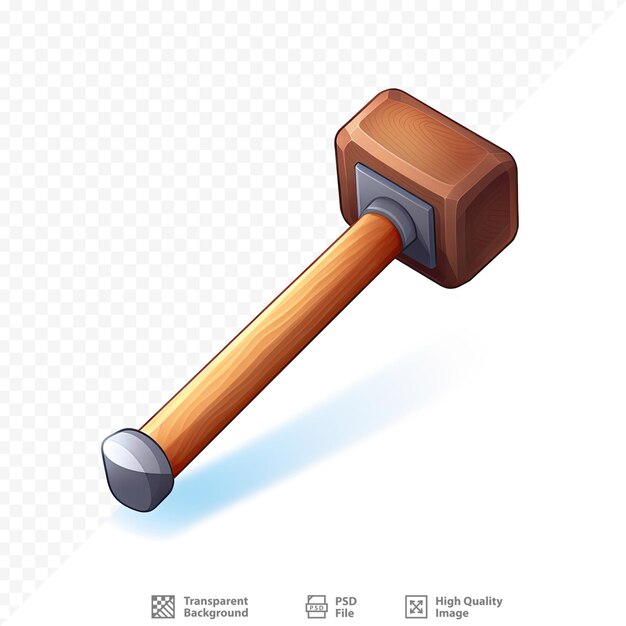 PSD a hammer with a wooden handle and the words hammer.