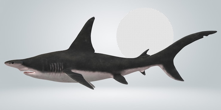 PSD hammerhead shark isolated on a transparent background