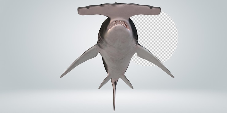 PSD hammerhead shark isolated on a transparent background