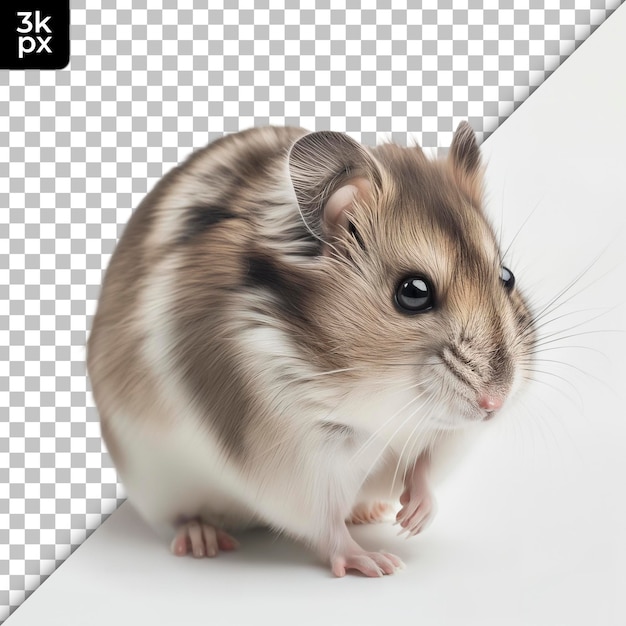 PSD a hamster with a white background and a frame that says kx