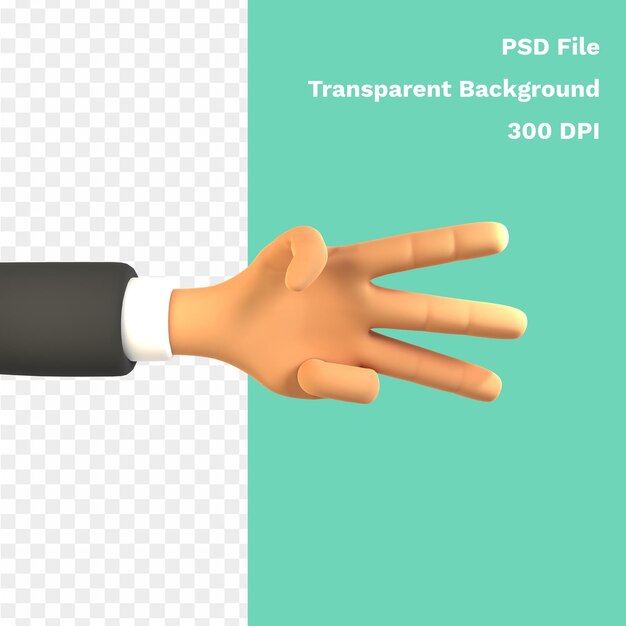 Hand 3D Icon Cartoon Business Man