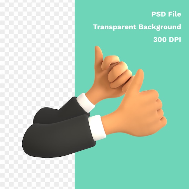 Hand 3d icon cartoon business man