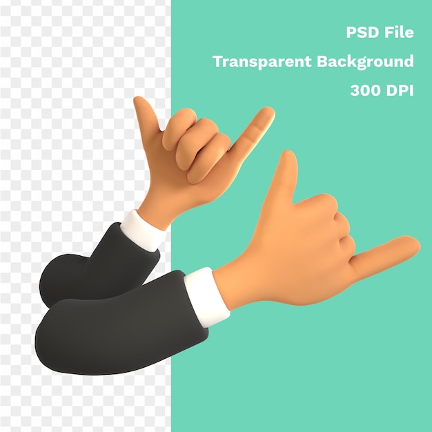 PSD Рука 3d значок мультфильм деловой человек