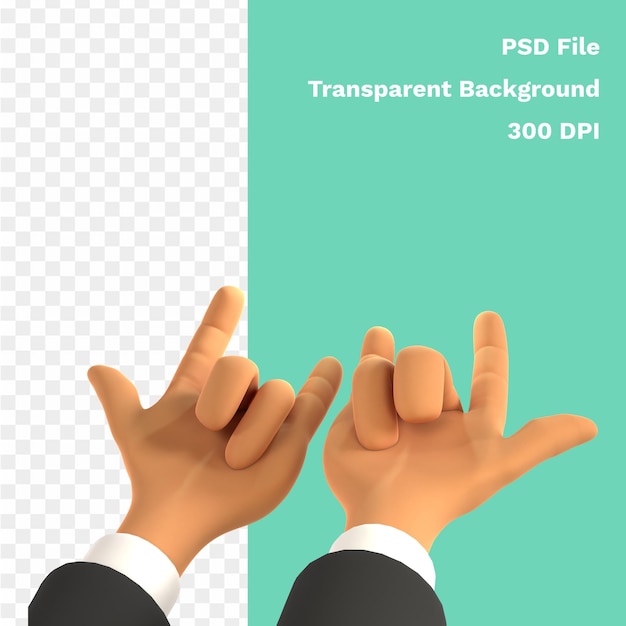 PSD Рука 3d значок мультфильм деловой человек