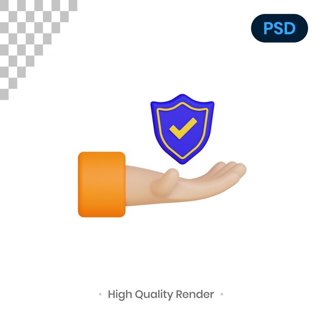 Hand 3d render illustratie premium psd