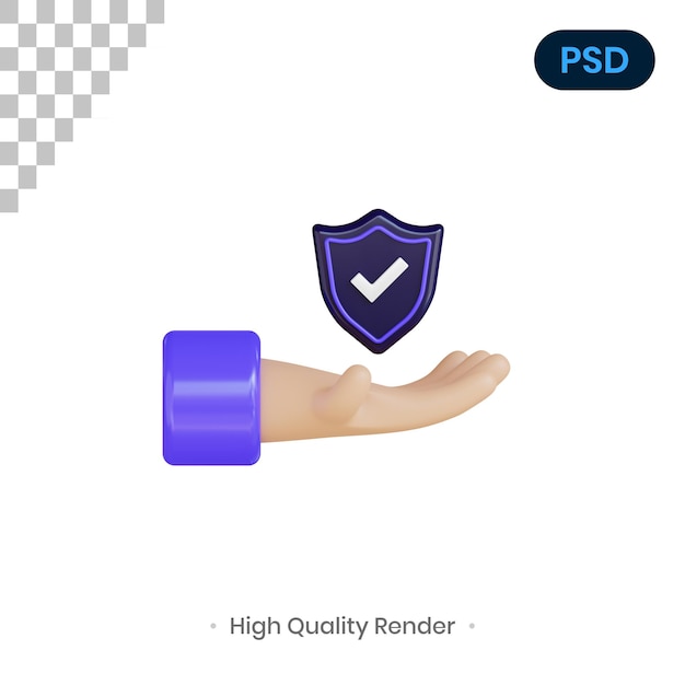 PSD hand 3d render illustration premium psd