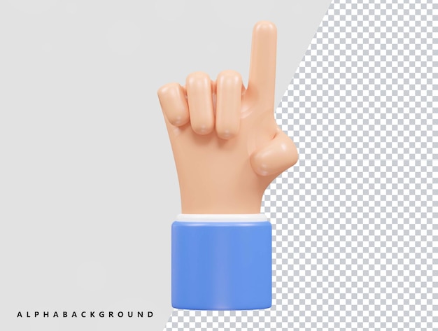 Hand 3d vector icon illustration rendering transparent element