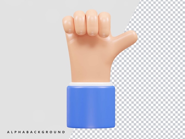 Hand 3d vector icon illustration rendering transparent element