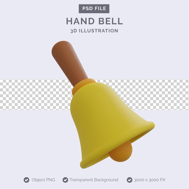 Hand bell 3d illustration