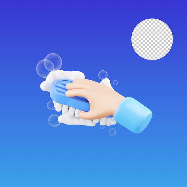 PSD hand brushing 3d illustration