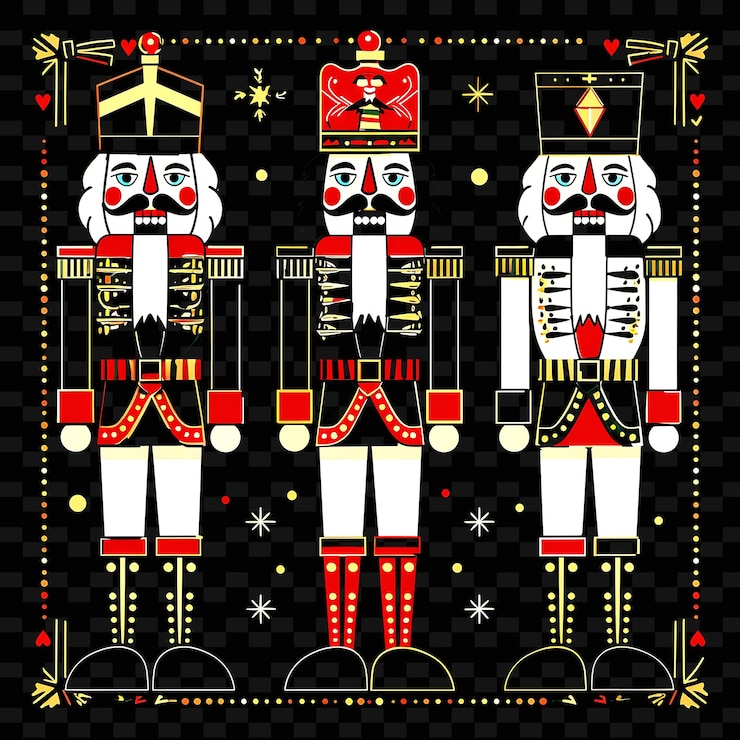PSD hand carved and painted nutcracker soldiers with geometric b png cute christmas decor collections