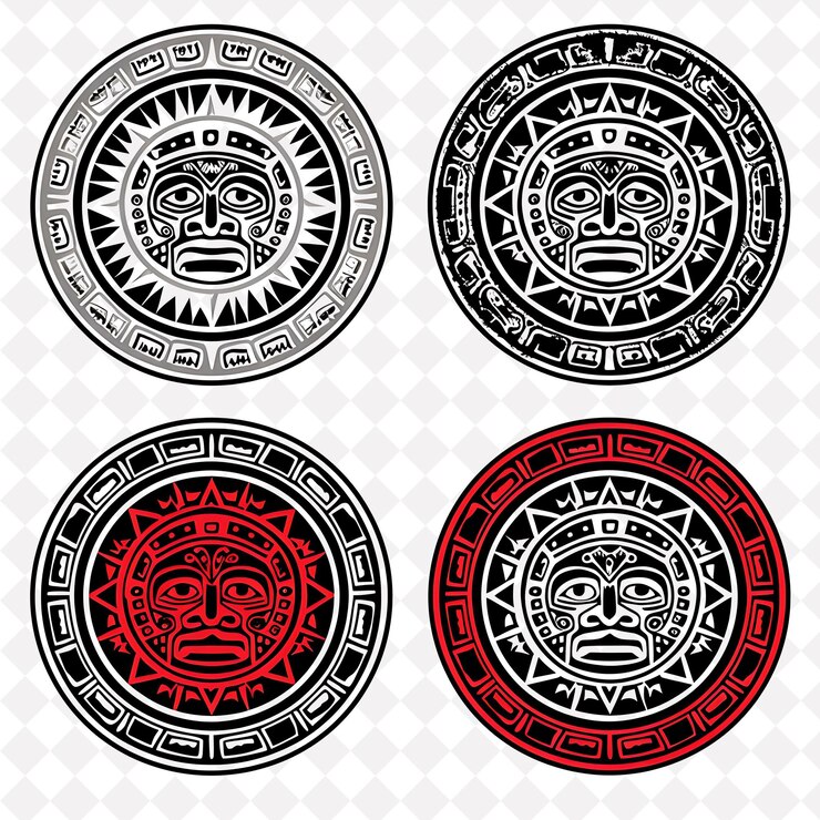 PSD hand carved stone with incan borderlines design enriched wit png collage art collections