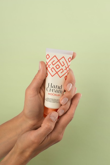 Hand cream packaging mockup