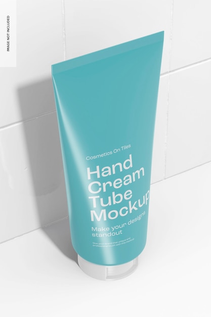 Mockup di tubo crema per le mani, prospettiva